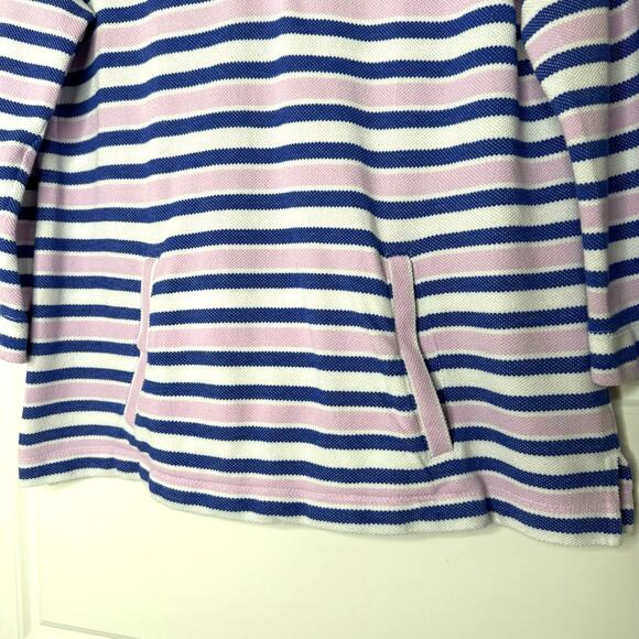 T by Talbots Wms L Textured Knit LS Striped Quarter Zip Top Casual Preppy Spring - Picture 4 of 8